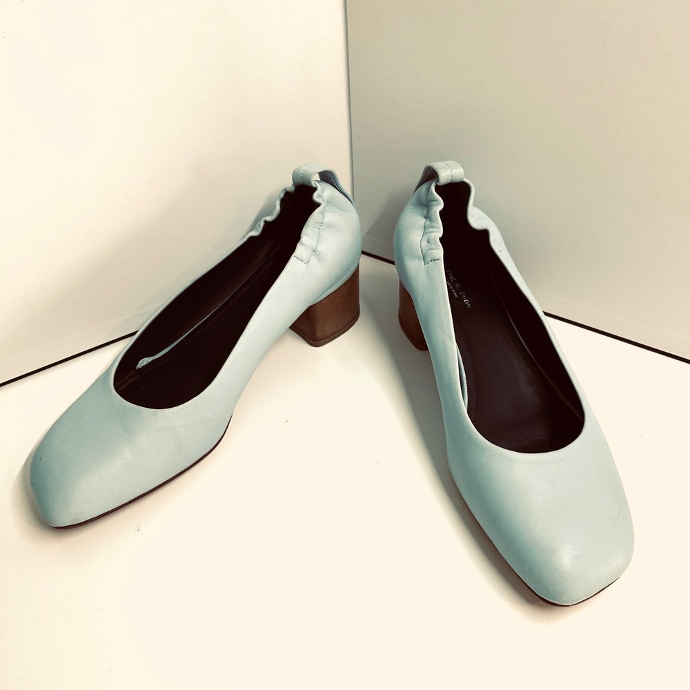 Rag &‎ Bone Women's Light Blue Eren Leather Heel Pumps in Size 36